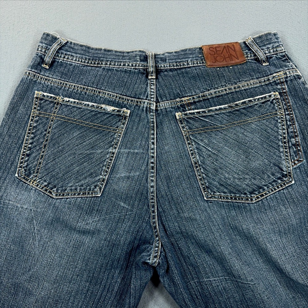 Sean John Vintage Baggy Y2K Streetwear Jeans Blue Denim Mens 36 Wide Leg Relaxed